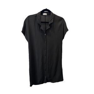 Wilfred Free Aritzia Brown Button Up Collared Short Sleeve Tunic Top Mini Dress